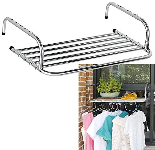 whalebee Stendibiancheria Stendino In Acciaio Inox Multifunzionale Mensole Per Fioriere Scaffale, Ribaltabile Salvaspazio Stendini Per Interno Ed Esterno, Stendibiancheria Da Balcone E Radiatori