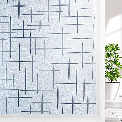 DOWELL Sichtschutzfolie Fenster Folie Sichtschutz Fensterfolie 44.5x400cm, Selbsthaftend Blickdicht Motiv Klebefolie Milchglasfolie Scheibenfolie für Bad Duschkabine Glastüren Badfenster Sterne