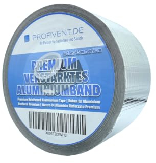 PREMIUM VERSTÄRKTES ALUMINIUMBAND Hitzebeständiges Wasserdichtes Alu Klebeband zum Reparieren von Metalloberflächen Dampfsperre Klebeband netzverstärkt Belüftung Isolierung 50m (75mm/50m)