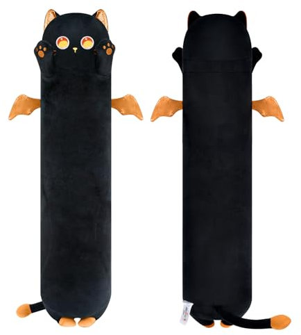 Mewaii 90CM Kuscheltier Kawaii Langes Katzen Plüsch Kissen Große Braune Augen Stofftiere Plüschtier Ausgestopftes Tier Spielzeug Kuschelkissen Geschenk Plüschkissen