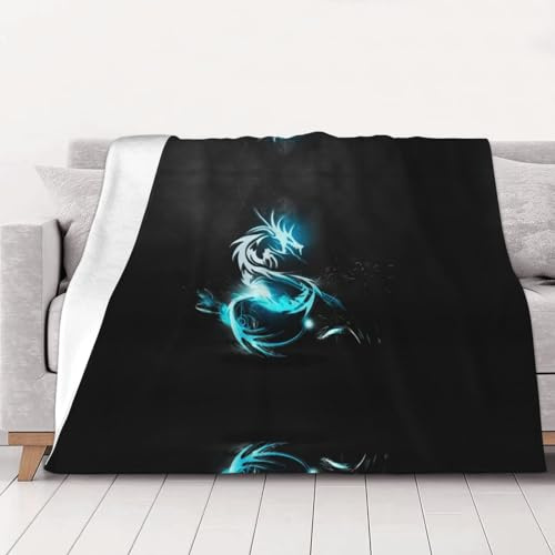 Flanell-Überwurfdecke mit Drachen-Motiv, flauschige Decke, Bettüberwurf für Schlafzimmer, Sofa, Couch, Reisen, 150 x 200 cm
