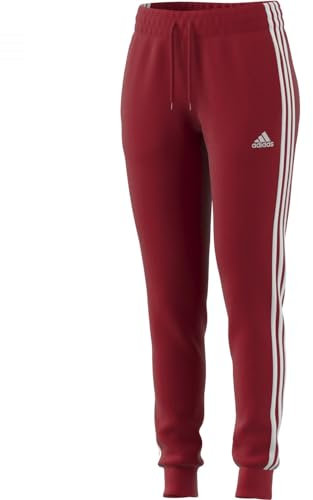 adidas Donna Essentials 3-Stripes Fleece Pants, Better Scarlet, S
