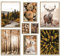 ARTFAVES® Poster Set - AUTUMN FOREST - mehrteilige Wanddeko Wohnzimmer & Schlafzimmer - 8 moderne Wandbilder Herbst, Wald, orange, braun - mit Rahmen Eiche