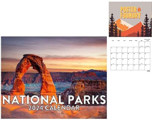 NAIYAN Kalender Nationalparks 2024 - National Parks 2024 Calendar | Monatlicher Wandkalender Mit Wunderschönen Landschaftsfotos Der Am Stärksten Geschützten Gebiete Amerikas