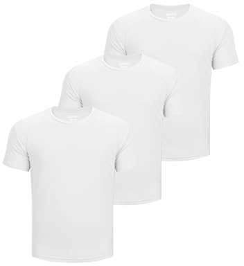 33,000ft Herren 3er-Pack Sport Tshirt Kurzarm Schnelltrocknende Atmungsaktive Shirt Regular Fit für Laufen Training, 3*Weiß L