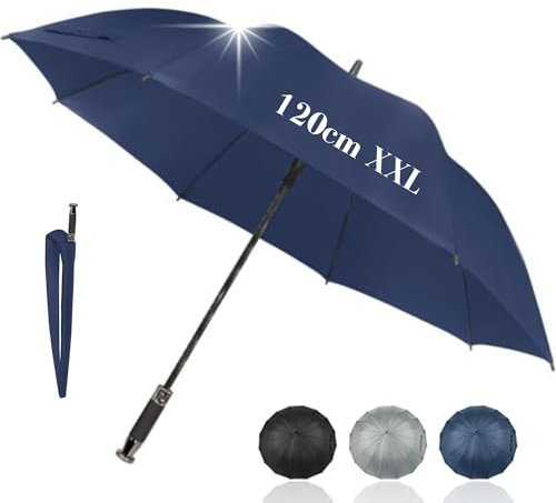 Paraguas Grandes XXL. Paraguas Grande Mujer y Hombre -Paraguas XXL- Paraguas Plegable Grande, Paraguas Antiviento Mujer, Paraguas Resistente al Viento, Funda para Llevar tipo Katana, 120cm de Diámetro
