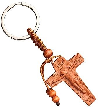 Holibanna 20 Pièces Personnalisé Croix Porte-Clés Bois Croix Chrétienne Porte-Clés Croix Chrétienne Pendentif Croix Gravée Porte-Clés Crucifix Porte-Clés Bois Pendentif Jésus Croix Ornement