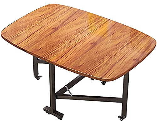 Klappbarer Esstisch, rechteckiger Esstisch aus Holz, ausziehbarer Küchentisch, platzsparender Verstellbarer Drop-Leaf-Tisch mit beweglichen Rädern 69Tranquillity