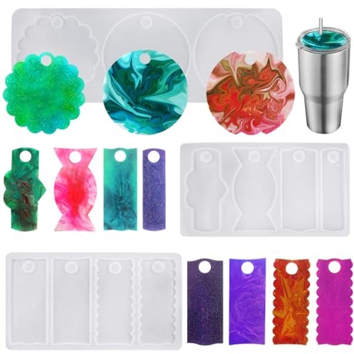 3 Moldes de Resina AIFUDA para Placa de Nombre Compatibles Con Vaso Stanley de 1,134.0 g - Molde de Silicona Personalizable para Etiqueta de Nombre y Accesorios