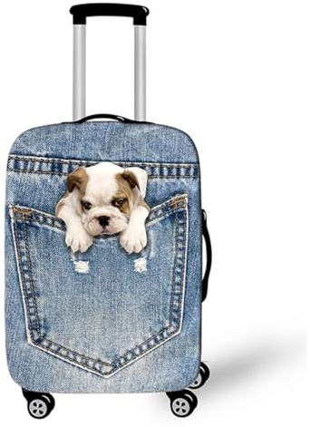 Mädchen Elastisch Reise KofferschutzhüLle Haustier Katze Hund Cowboy-Muster Travel SchutzhüLle Waschbar Schutzhaube FüR Koffer 29-32 Zoll KofferhüLle Luggage Cover (Style 2,M(22-25inch))