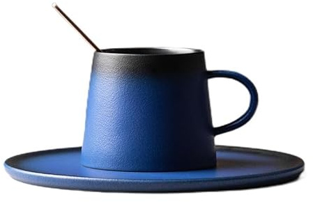 KOOLASA Ceramic Coffee Mug Sets Tea Cup with Spoon Saucer Cup and Saucer Sets 200ml Gradient Color