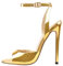blingqueen Damen Peeptoe Sandaletten Lack Sandalen High Heels Runde Zehen Stiletto Absatz Gold 44 EU