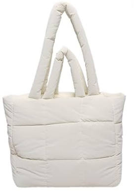 CRGANGZY Puffer-Einkaufstasche for Damen, schicke Hobo-Tasche, große Kapazität, gepolsterte Schulterhandtasche, leichte, gesteppte Tragetasche, einfarbig, stilvolle Pendlertasche