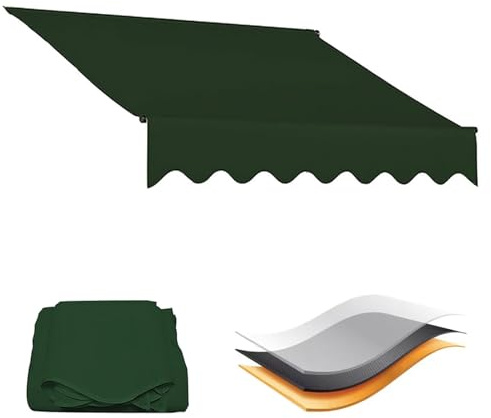 Tela De Repuesto for Toldo Parte, Telas for Toldos, Resistente A Los Rayos UV, Dosel Lona Recambio Jardín Patio Terraza Balcón Parasol Refugio Impermeable, 2/3/4/5m, Gris/Beige(Green,(12x10ft)3.6x3m)