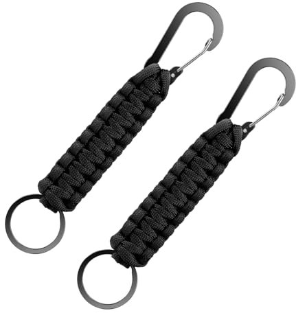 2 Stück Paracord Schlüsselanhänger,Mabor Personalisiert Schlüsselanhänger mit Karabiner Karabinerhaken D Ring Schlüsselband für Survival Camping Wandern
