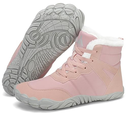 Mishansha Barefoot Bottes de Neige Homme Bottines Chaussures d'hive Femme ImperméAble Winter Boots Randonnée Confortable Snowboots Rose 38 EU