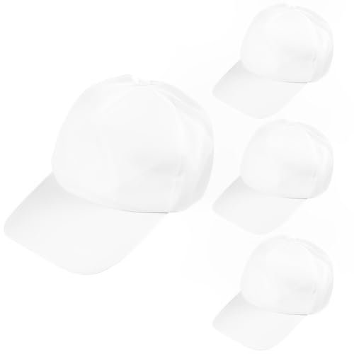 XIWJLWO Baseballkappen, 4er-Pack Kindermützen, weiße Kindermützen, DIY-Hüte zum Bemalen von Familienhutaktivitäten im Innenbereich