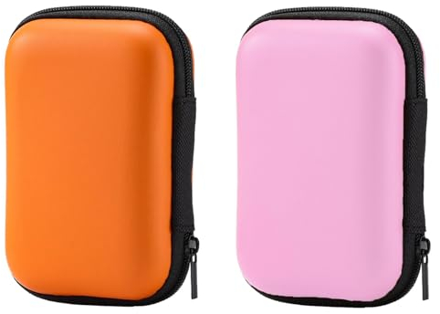2 Stück Tasche, Spielkarten Etui, Spielkarten Box, Ohne Karten Hartschalentasche Mini Reise Tragbares Kartenetui Spielkarten für Spiele Im Freien/Spielkarten/Kartenspiele (Orange, Rosa)
