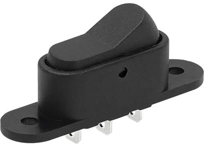 Interruptor basculante en forma de V negro ON-ON de 3 pines con orificios de montaje en placa 6 A 250 VAC (6 V, 9 V, 12 V, 24 V CC), Interruptor 3 posiciones
