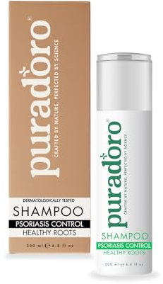 Puradoro 100% Natural Psoriasis Relief Shampoo – Extra Strength Formula for Itchy, Flaky Scalp & Seborrheic Symptoms – Tea Tree, Zinc & Aloe Vera – Dermatologist Tested, 200 Ml