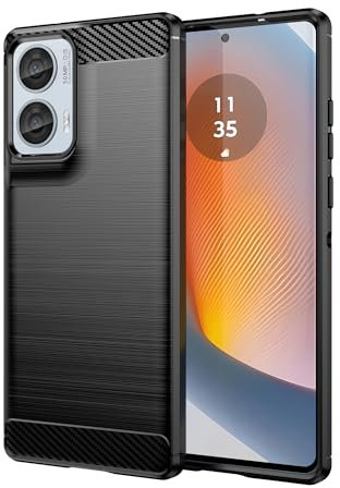 owlhold Coque pour Motorola Moto Edge 50 Fusion, Housse Premium TPU Souple Texture Fibre de Carbone Etui Protection Téléphone Antichoc, Anti-Rayures, Anti-Dérapante, Silicone Case Bumper, Noir