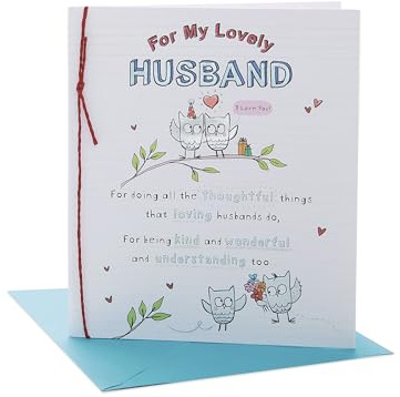 UK Greetings | Birthday Card for Husband | Sweet Owl Poem Design | Happy Birthday Gifts | Him/Boys/Men | With Envelope | 165 x 190 mm