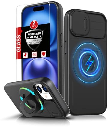 FRLMOOES for iPhone 16 Plus Case Magnetic ,with Kickstand Ring+Camera Cover