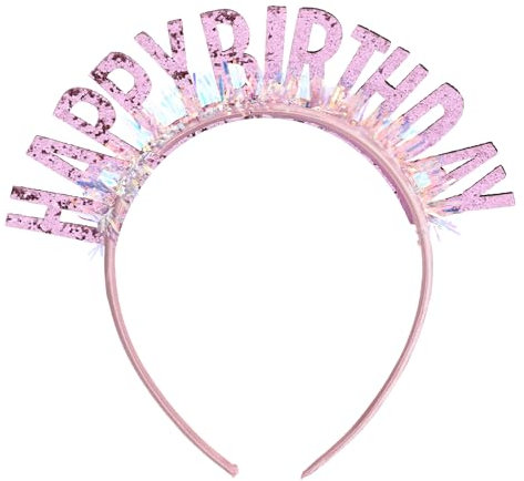 Molain Couronne d'anniversaire pour fille - Serre-tête d'anniversaire pour fille - Rose - Happy Birthday - Accessoire de princesse pour femme et fille - Décoration de Noël