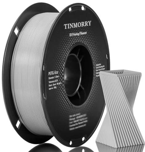 PETG Filament 1.75mm, TINMORRY Rapid PETG-Eco 3D Druck Filament, Kompatibel mit Bambu Lab/Creality K1C / FLASHFORGE Adventurer 5M /Anycubic Kobra 3 / QIDI FDM 3D Drucker, 1 KG 1 Spule, Light Grey
