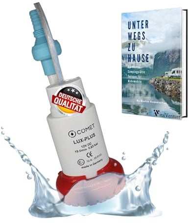 Carbest LuxPlus - Pompa dell'acqua da 12 V, con valvola di ritegno e filtro, 19 l/m, 0,85 bar, colore bianco/rosso, plastica, mini pompa di trasferimento