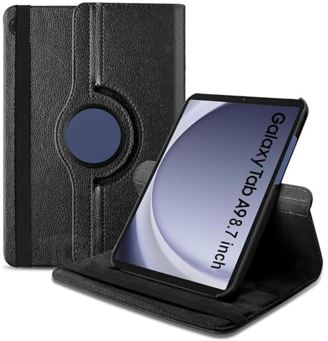 World biz Case Fits Samsung Galaxy Tab A9 8.7-Inch 2023 (SM-X110/X115/X117), 360 Degree Rotation Protective Stand Leather Folio Cover, Auto Wake/Sleep, Galaxy Tab A9 8.7’’ Tablet (Black)