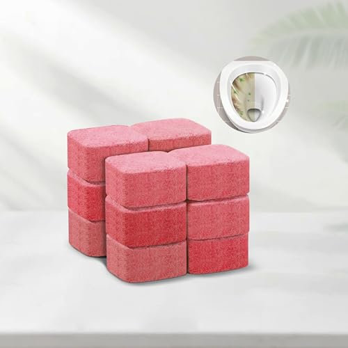 FloraVigo 12 pieces of automatic toilet cleaner, effervescent tablets, effervescent blocks, deep cleaning, prevent clogging, strong cleaning and remove odor (12, Pink)