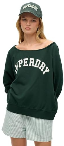 Superdry Damen Athletic Essentials Bardot-Sweatshirt Emaillegrün 38