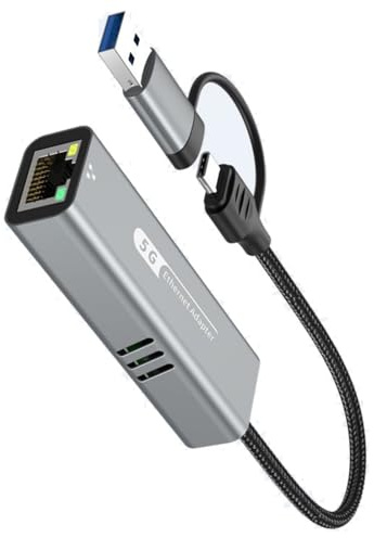 Mllepjdh Adaptador USB Gigabit Ethernet de 5 GHz para servidores de computadora portátil de escritorio con tarjeta de red con cable de velocidad rápida con dos puertos