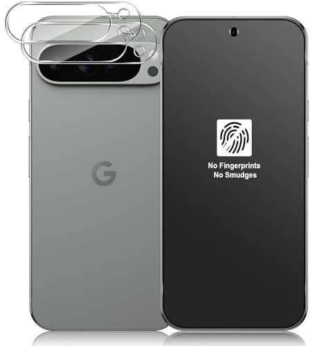 Funrae Cobertura Completa Protector de Pantalla Mate para Google Pixel 9 Pro XL 5G y Protector de Lente de Cámara [2+2 Piezas], 9H Mate Vidrio Templado, Antihuellas, Antideslumbrante Cristal Templado