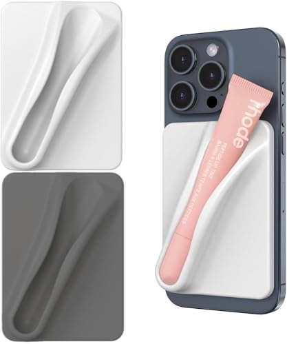 FUVBNQGT 2 Stück Lippenstift Handyhülle Silikon Hülle mit Lipgloss Halter für iPhone & Android weiße+Black