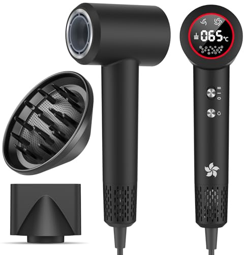 Asciugacapelli Ionico con Diffusore, Phon Capelli Professionale | Plasma da 400 Milioni, Motore Brushless da 110.000 giri/min per Asciugatura Rapida, 57dB Rumore Basso per Viaggio e Familiari