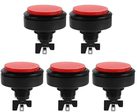Artibetter 5 Botones LED para máquinas recreativas: Botón pulsador Iluminado de 60 mm - Interruptor Redondo momentáneo con microinterruptor - Pieza de Repuesto para máquinas recreativas de