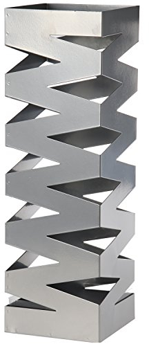 DRW Regenschirmständer aus versilbertem Metall, quadratisch, 15,5 x 15,5 x 49 cm