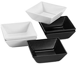 Mäser 931367 Schalen teilig, 3 rechteckige Weiß und 3 Schüsseln in Schwarz, Porzellan-Geschirr Set für 6 Personen
