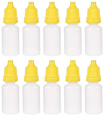 sourcing map Plastique Compte-gouttes Bouteille Petit Bouche Goutte Bouteilles Vide Compressible Liquide Compte-gouttes Bouteille Jaune 10ml 10Pcs