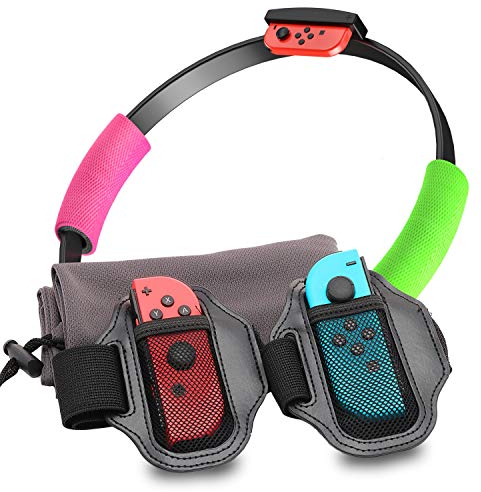 Zubehör für Nintendo Switch Ring Fit Adventure, 2 Beingurte für Switch Ring Fit Adventure und 2 Griffe für Ringcon, 1 Aufbewahrungstasche für Ringcon.