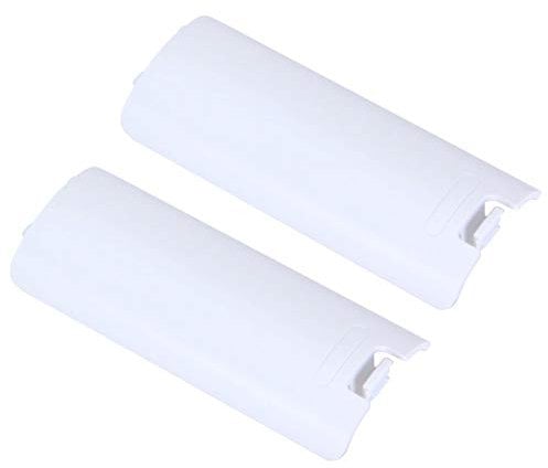 Gamer Gear 2 Pack Battery Case Battery Cover compatible with Nintendo Wii Remote - Replacement Wii Controller Back Cover - white Wii remote Controller Battery Door