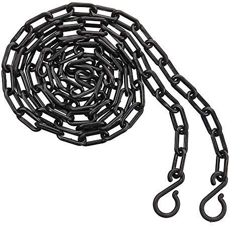 Kunststoff Absperrkette Parkplatz Barriere Straße Kunststoffkette Gefahrenkette Kettenglied Schwarz Rot Weiß Gelb 5 m/8 m/10 m (10 mm x 10 m, schwarz)