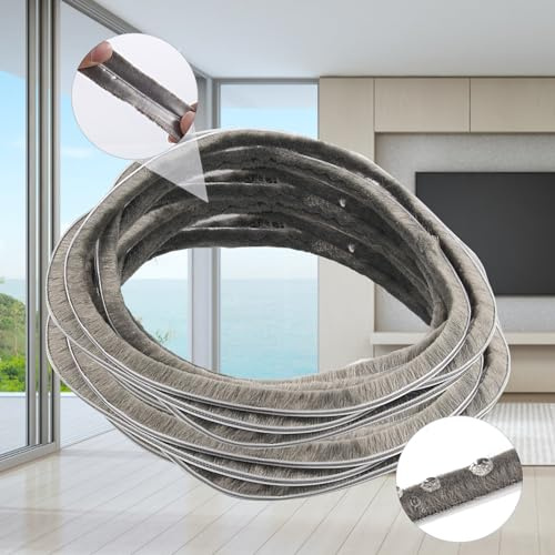 Dichtungsband, 5 m, für Schiebetüren, Fenster, Türen, Zugluftstopper, Bürstendichtung, Dichtungsband, 6 mm x 8 mm, Grau