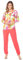 e.Femme® Pigiama da Donna Kamila 2217 in Spugna, Foglie, Corallo, 42