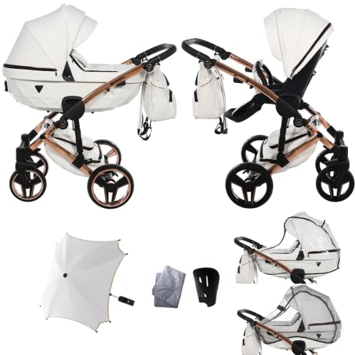 Neu! Original Junama Diamond S-Class v2 Modulare Systeme Kombiniert 2in1 Exclusive Prams (01 Weiß)