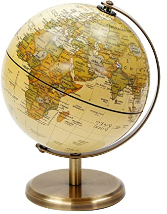 Exerz 14cm Antiker Globus- Spanische Karte - Metallbasis Bronzierte Farbe - Pädagogische/geografische/moderne Schreibtischdekoration - für Schule, Zuhause und Büro