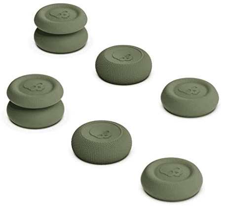 Skull & Co. Ensemble de Poignées de Pouce Skin, CQC et FPS, Capuchon de Joystick, Capuchon de Stick Analogique pour Steam Deck/Steam Deck OLED et ROG Ally/ROG Ally X - OD Green, 3 Paires (6 Pièces)