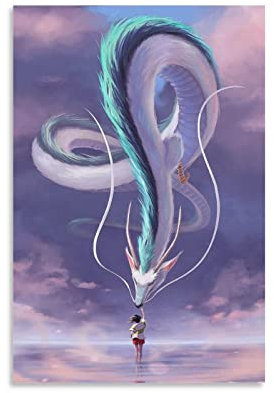 HIHIOI Anime-Poster mit Aufschrift Spirited Away, Leinwand-Kunst, Poster und Wandkunst, Druck, modernes Familien-Schlafzimmer, Dekoration, Poster, 60 x 90 cm